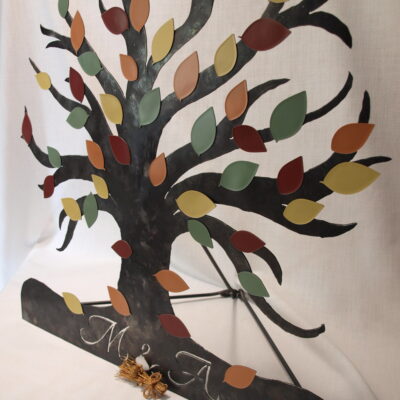 Arbre à vœux en acier forgé - Feuilles magnétiques (environ 60cm)